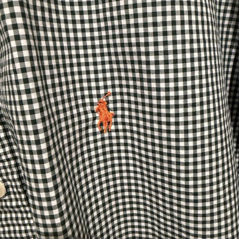 Polo Ralph Lauren Classic Fit Button Front Shirt Men 4XLT Green Gingham Plaid